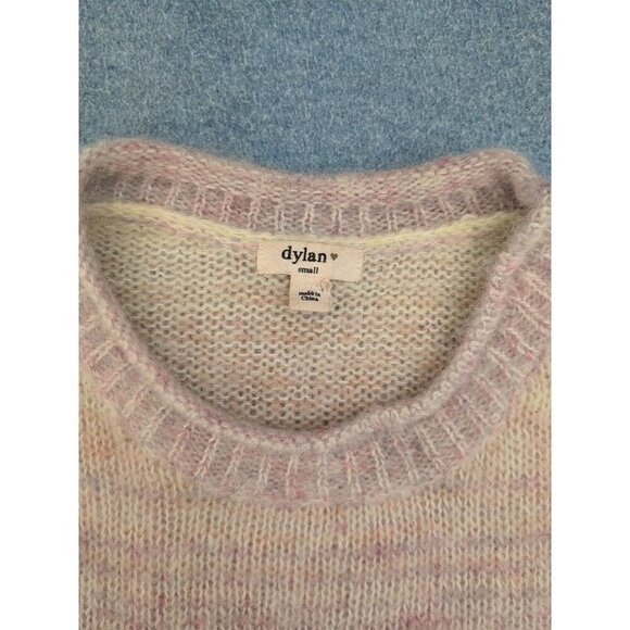 Anthropologie Dylan Sweater Womens Small Mohair Striped Pullover Cream Pink Blue - Picture 2 of 3